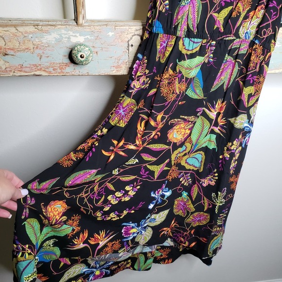 H & M Rainforest Floral Ruffle One Shoulder Viscose Dress size 6 - Picture 11 of 16